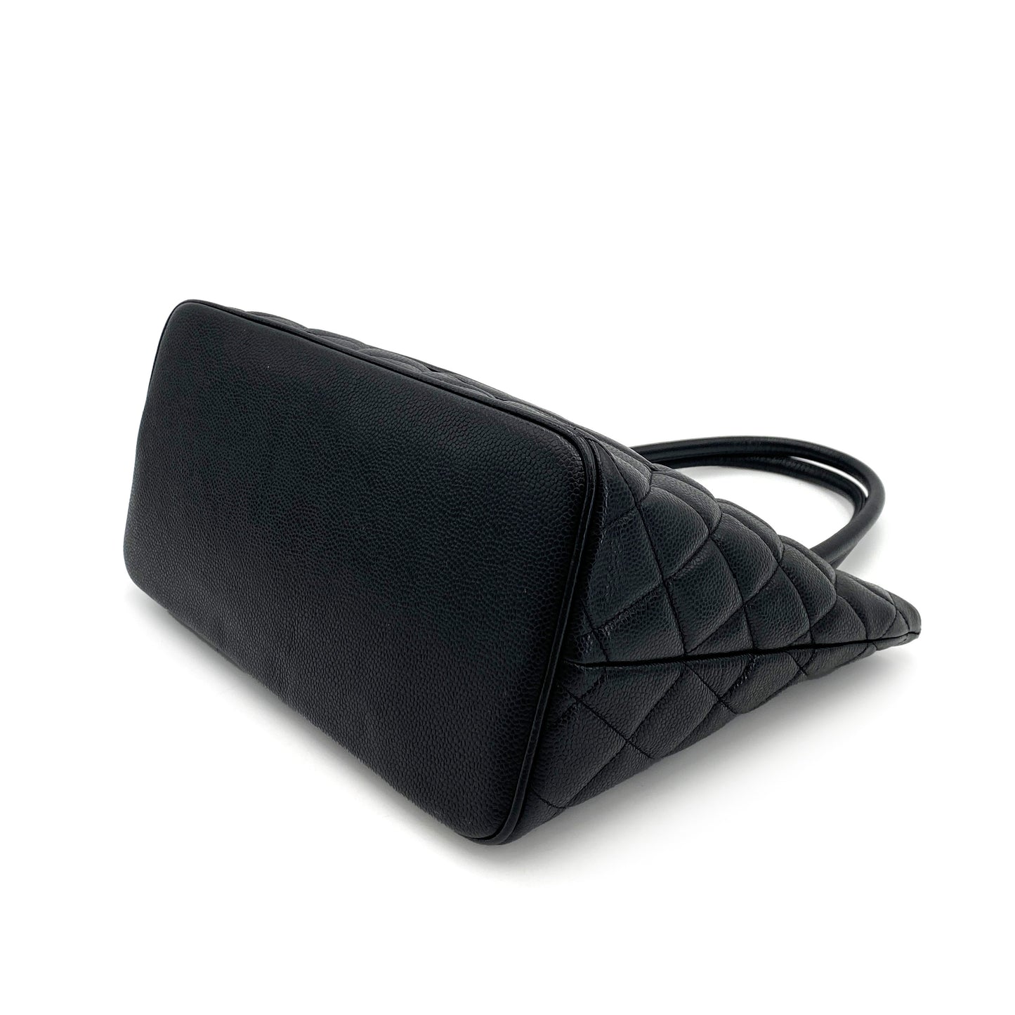 CHANEL VINTAGE MEDALLION TOTE BAG BLACK CAVIAR SKIN 90244691
