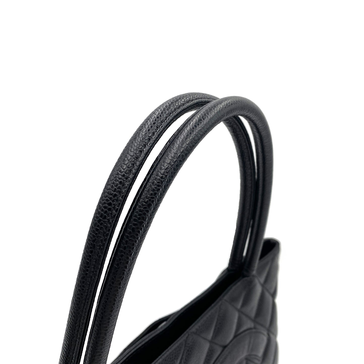 CHANEL VINTAGE MEDALLION TOTE BAG BLACK CAVIAR SKIN 90244691