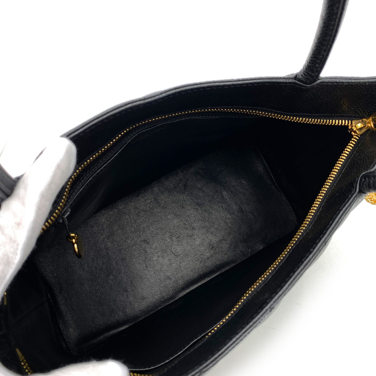 CHANEL VINTAGE MEDALLION TOTE BAG BLACK CAVIAR SKIN 90244691