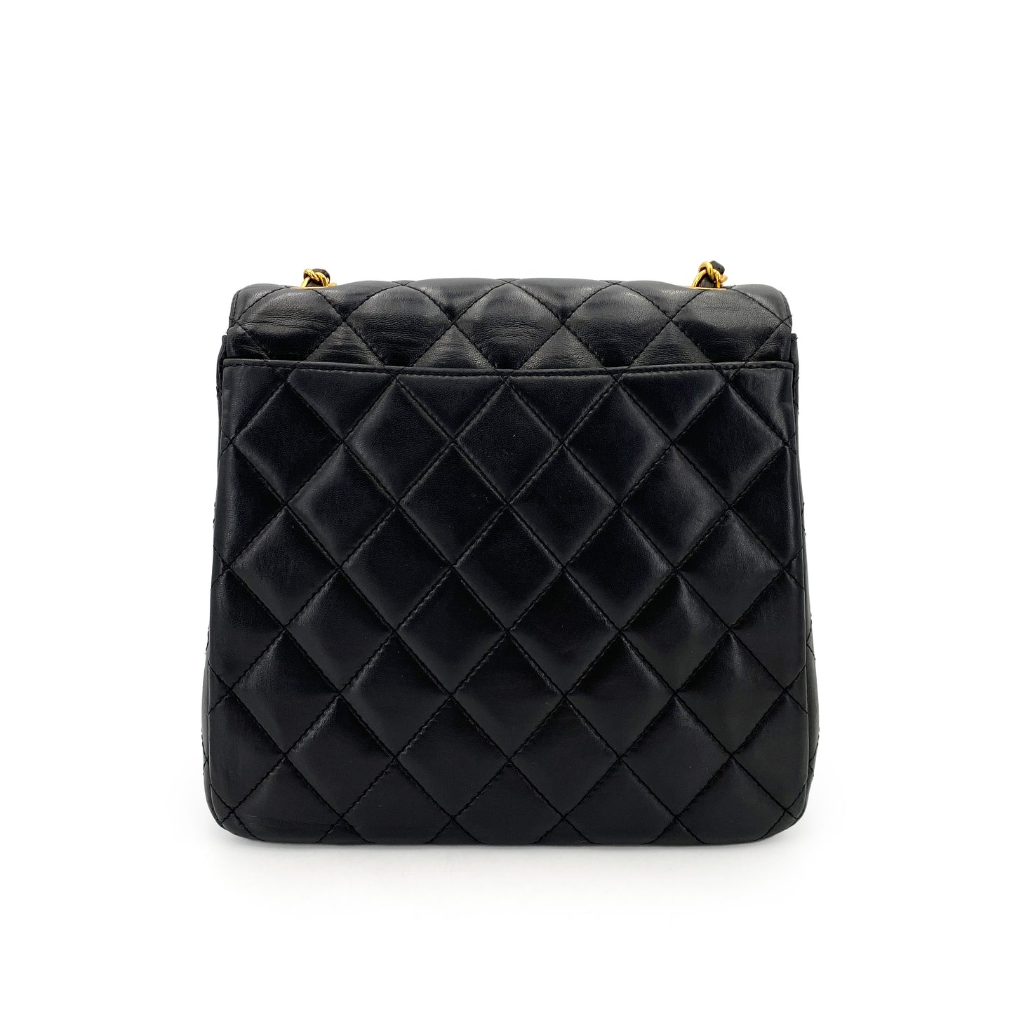 CHANEL VINTAGE MATELASSE CHAIN SHOULDER BAG BLACK LAMB SKIN 90244696