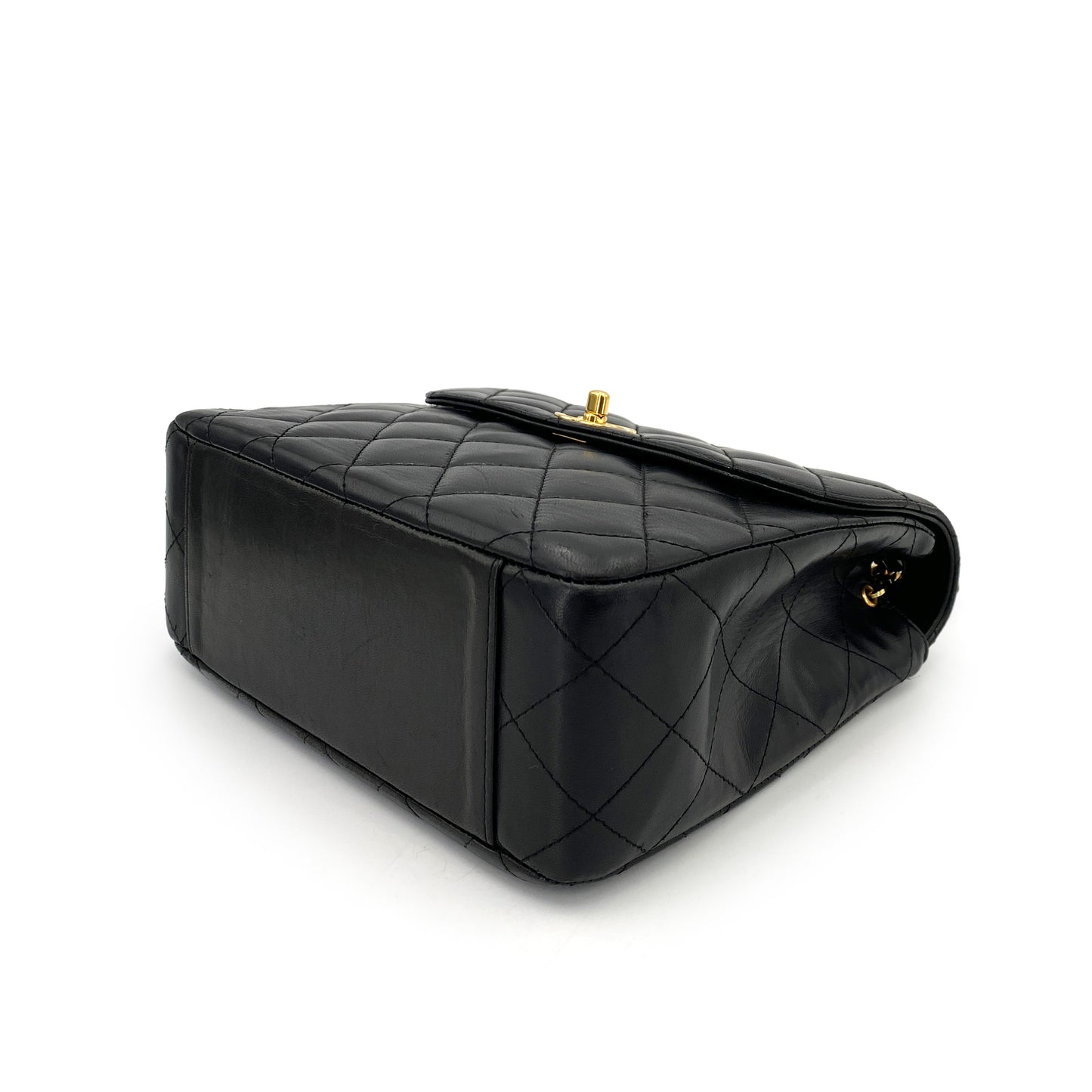 CHANEL VINTAGE MATELASSE CHAIN SHOULDER BAG BLACK LAMB SKIN 90244696