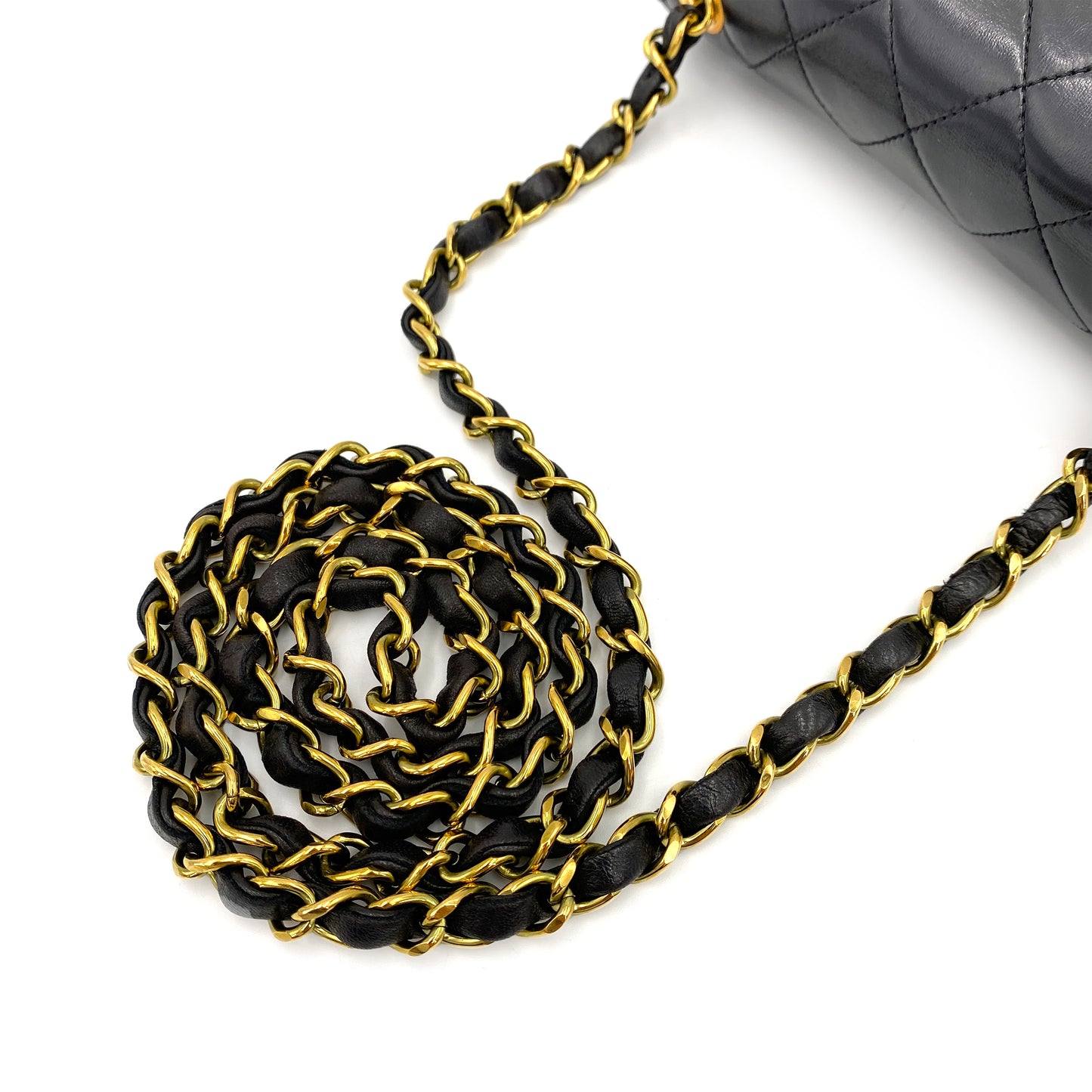CHANEL VINTAGE MINI SQUARE 17 CHAIN SHOULDER BAG BLACK LAMB SKIN 90244704