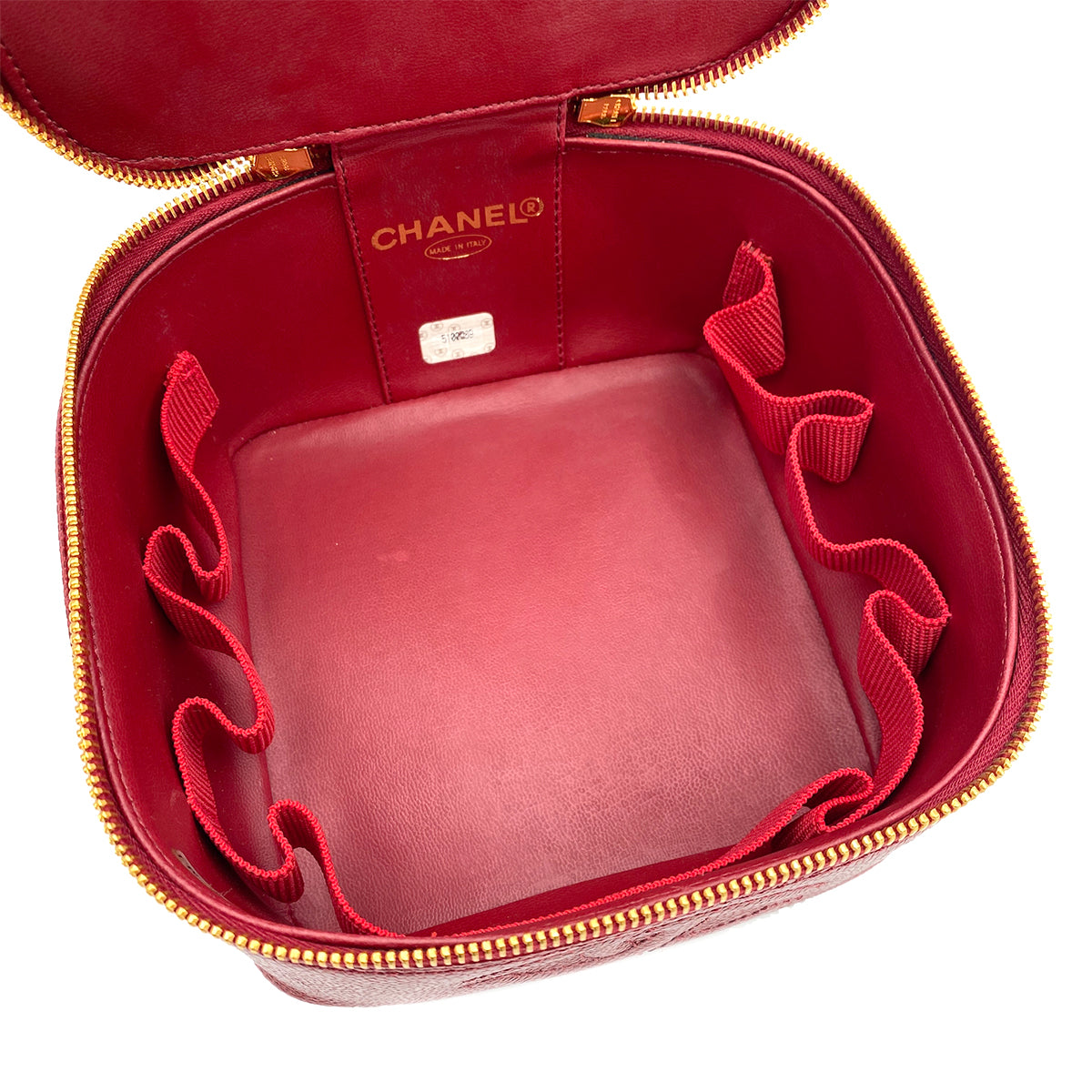 CHANEL VINTAGE VANITY HAND BAG RED CAVIAR SKIN 90244705