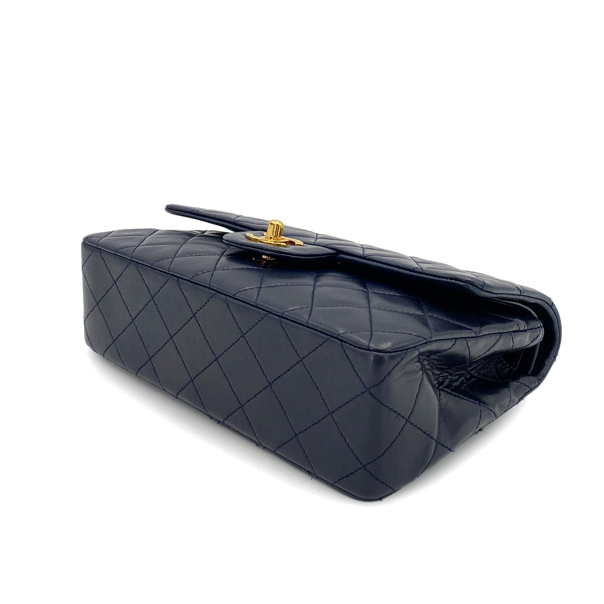 CHANEL VINTAGE CLASSIC FLAP SMALL CHAIN SHOULDER BAG NAVY LAMB SKIN 90244707