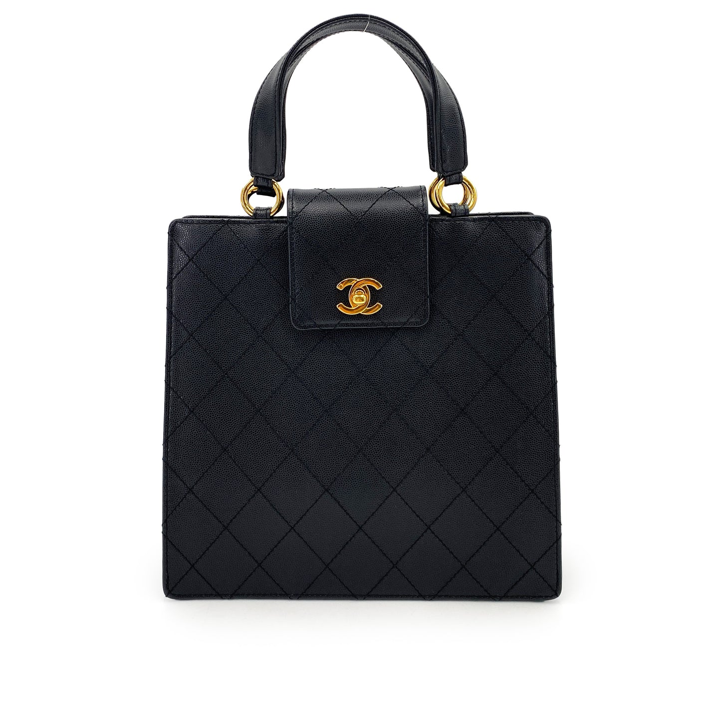 CHANEL VINTAGE HAND BAG BLACK CAVIAR SKIN 90244730