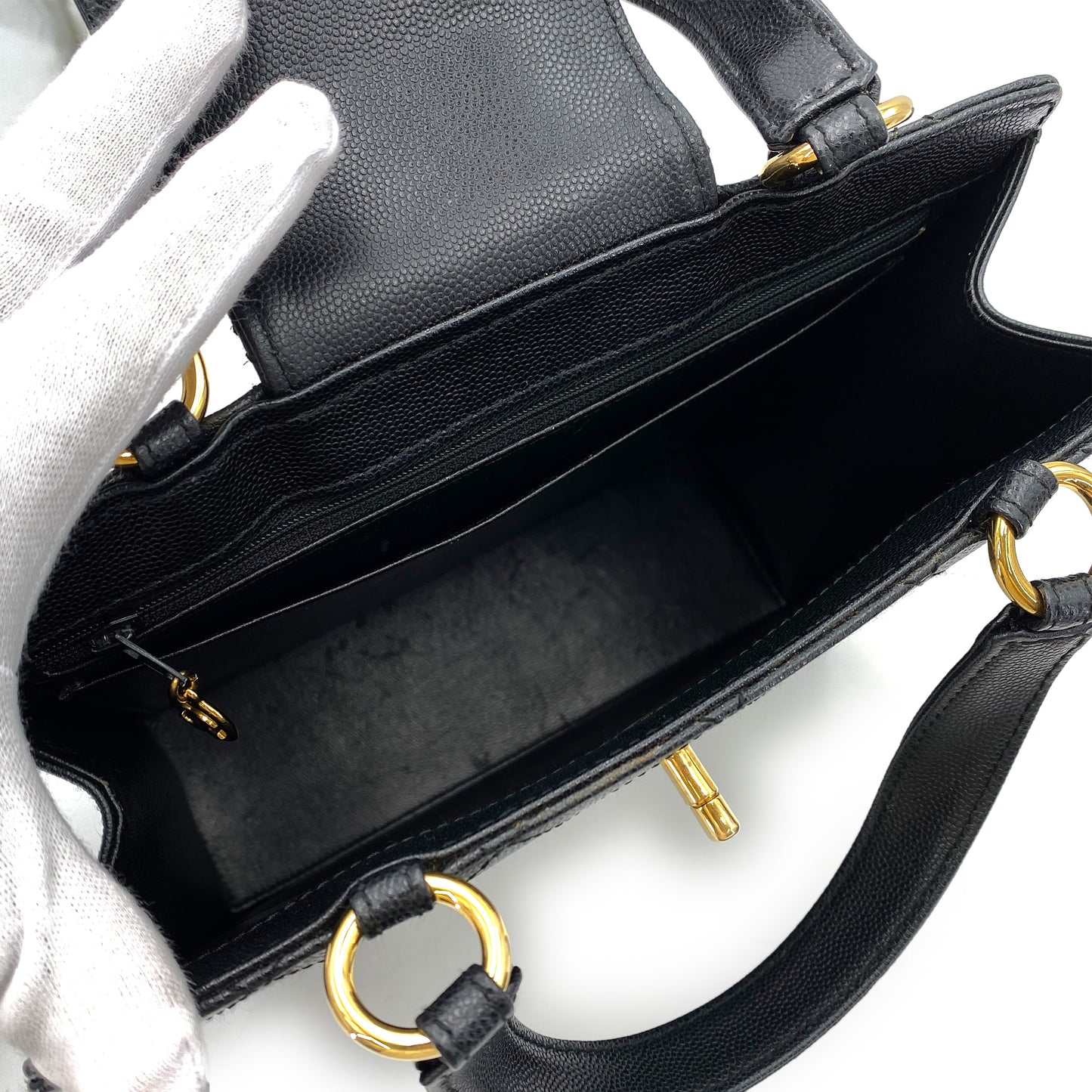 CHANEL VINTAGE HAND BAG BLACK CAVIAR SKIN 90244730