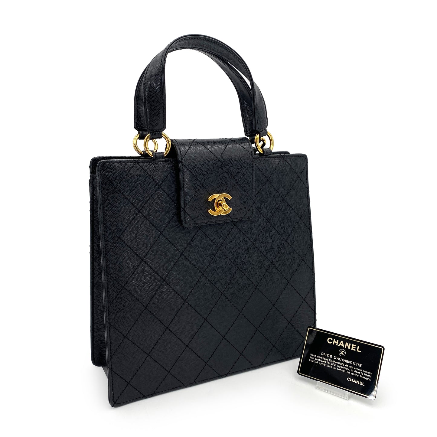 CHANEL VINTAGE HAND BAG BLACK CAVIAR SKIN 90244730