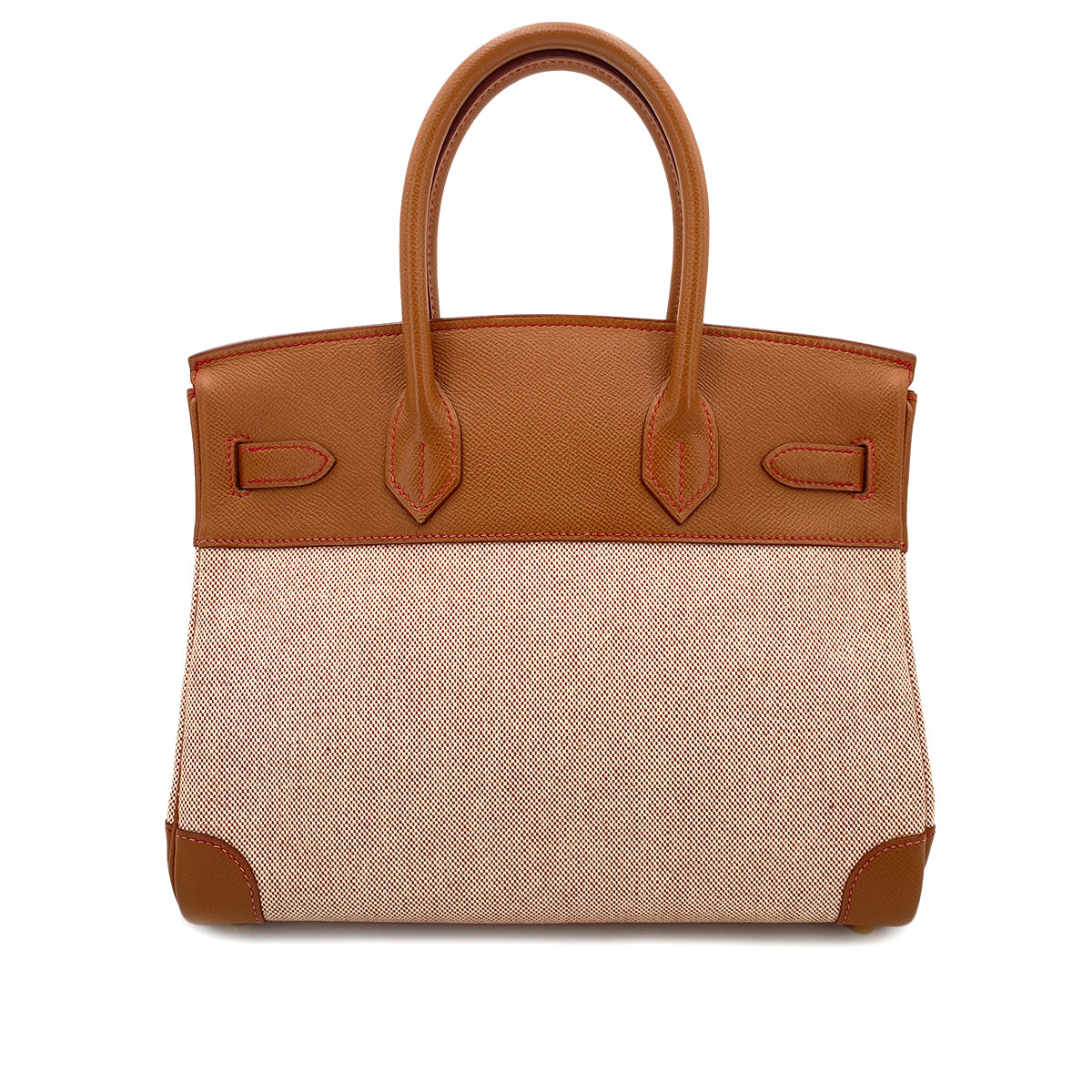 HERMES BIRKIN 30 GOLD COUCHEVEL TOILE HAND BAG □C 90244733