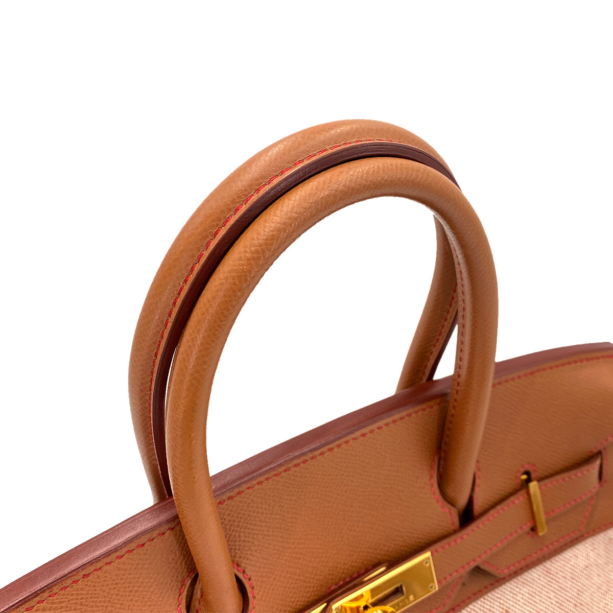 HERMES BIRKIN 30 GOLD COUCHEVEL TOILE HAND BAG □C 90244733