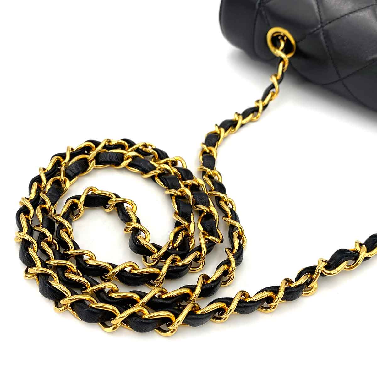 CHANEL VINTAGE DIANA SMALL CHAIN SHOULDER BAG BLACK LAMB SKIN 90244736