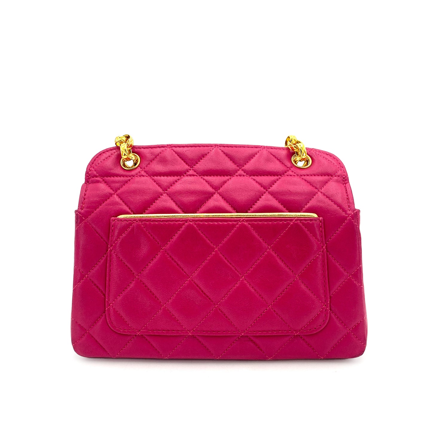 CHANEL VINTAGE MATELASSE BIJOU CHAIN SHOULDER BAG PINK LAMB SKIN 90244738