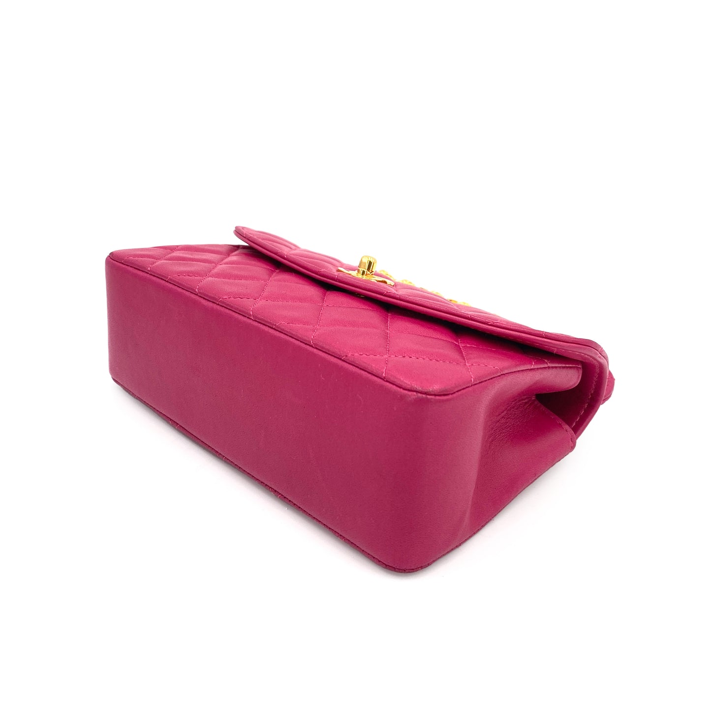 CHANEL VINTAGE MATELASSE BIJOU CHAIN SHOULDER BAG PINK LAMB SKIN 90244738