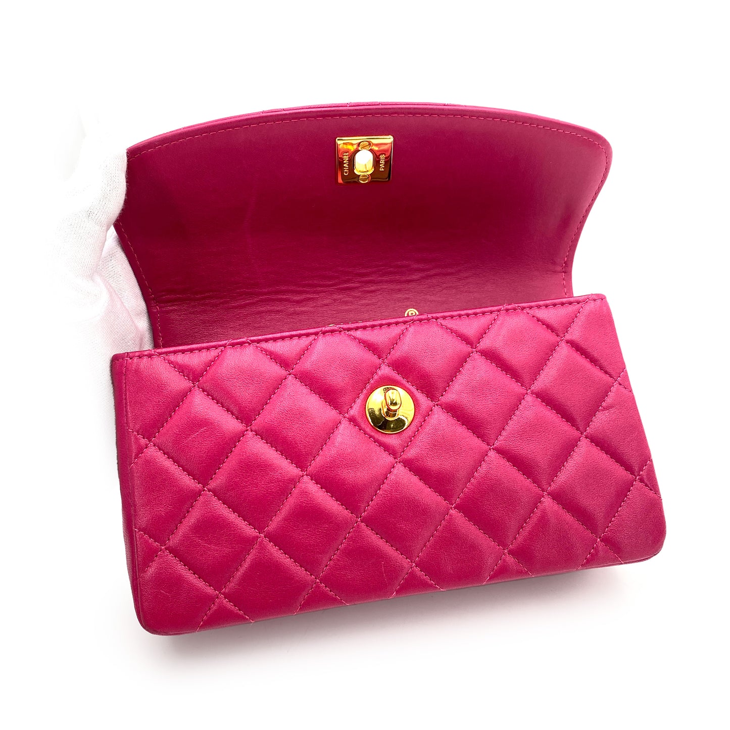 CHANEL VINTAGE MATELASSE BIJOU CHAIN SHOULDER BAG PINK LAMB SKIN 90244738