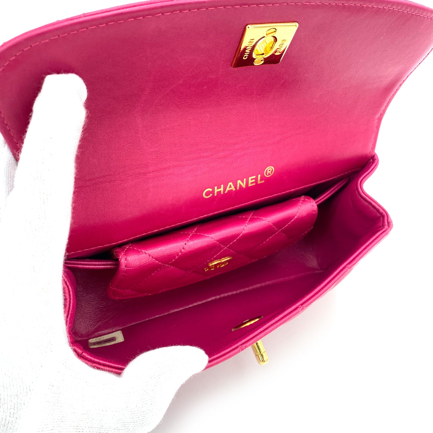 CHANEL VINTAGE MATELASSE BIJOU CHAIN SHOULDER BAG PINK LAMB SKIN 90244738