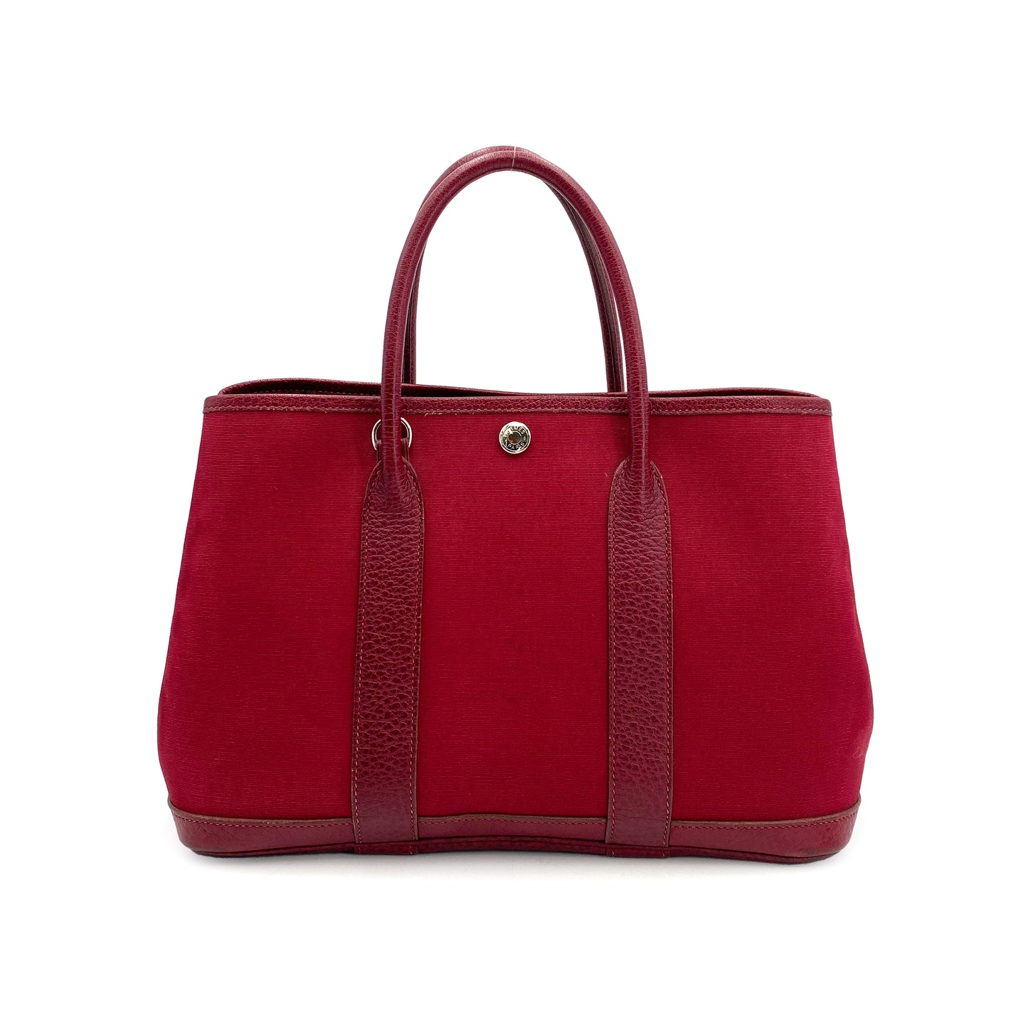HERMES GARDEN PARTY TPM ROUGE IMPERIAL TOILE OFFICIER HAND BAG □I 90244739
