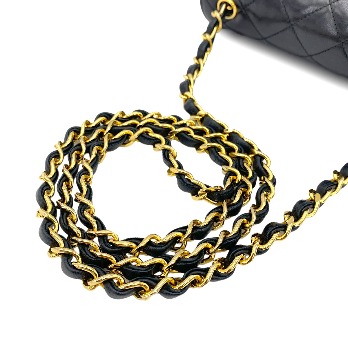 CHANEL VINTAGE MATELASSE CHAIN SHOULDER BAG BYCOLOR BEIGE BLACK LAMB SKIN 90244742
