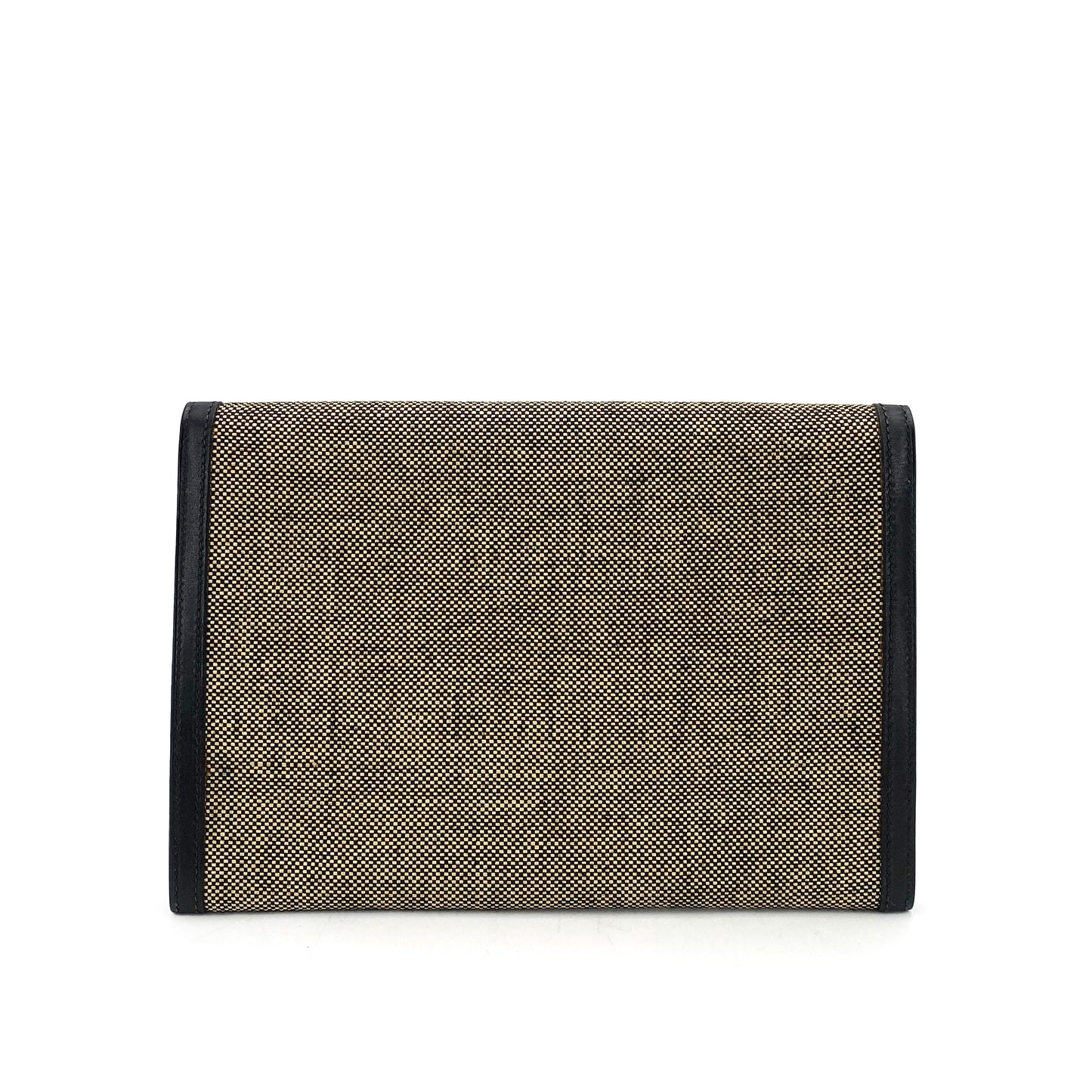 HERMES POCHETTE RIO BLACK TOILE BOXCALF CLUTCH BAG □B 90244746