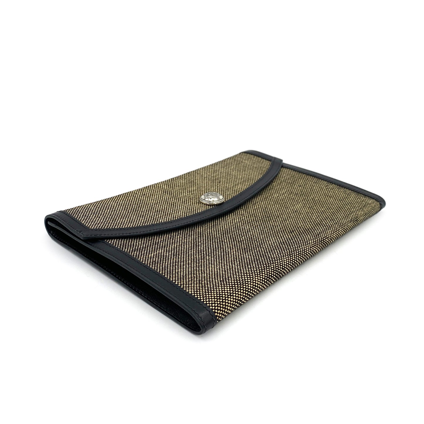 HERMES POCHETTE RIO BLACK TOILE BOXCALF CLUTCH BAG □B 90244746