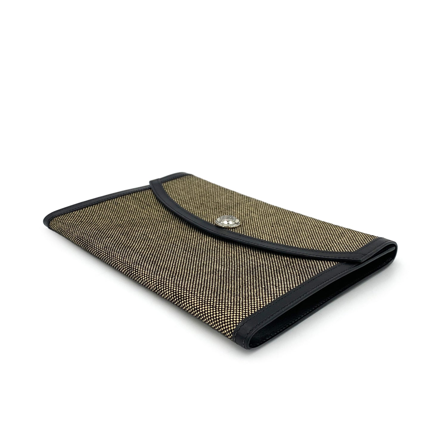 HERMES POCHETTE RIO BLACK TOILE BOXCALF CLUTCH BAG □B 90244746