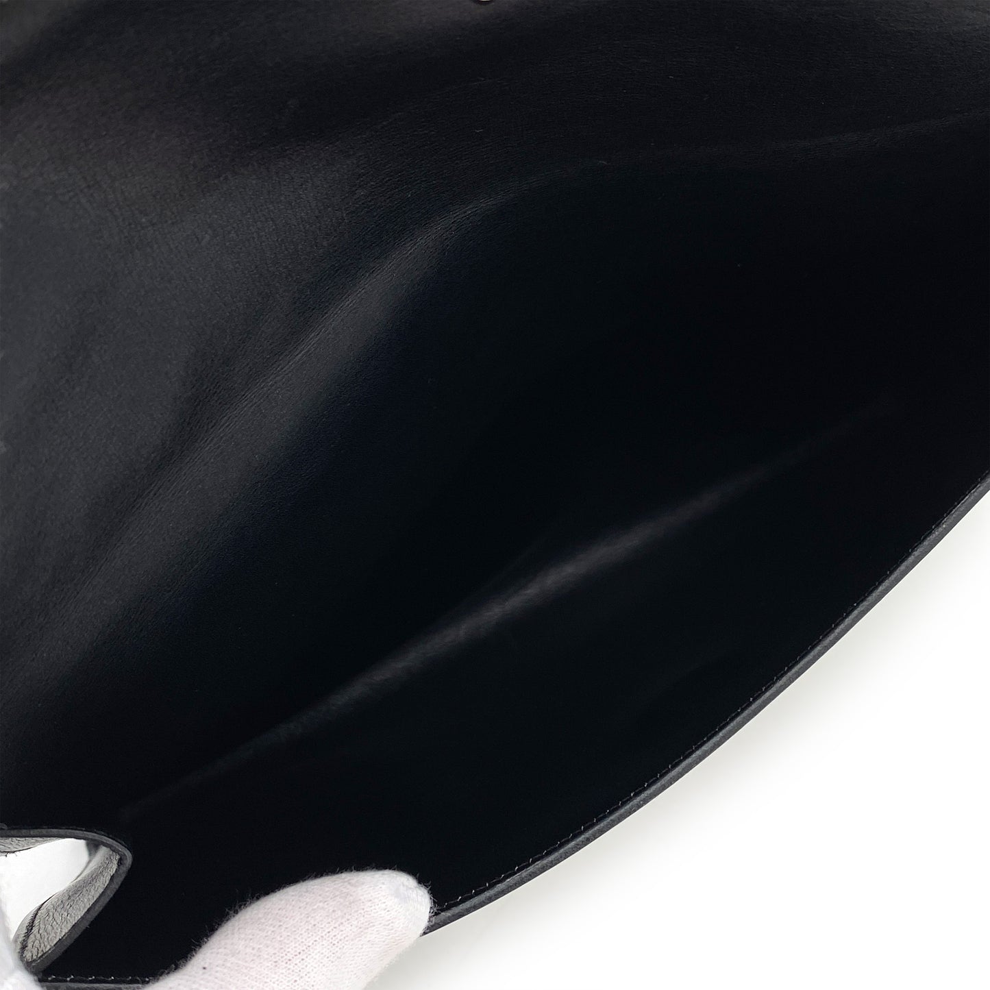 HERMES POCHETTE RIO BLACK TOILE BOXCALF CLUTCH BAG □B 90244746