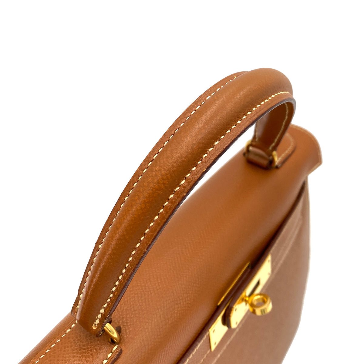 HERMES KELLY 28 SELLIER GOLD COUCHEVEL HAND SHOULDER BAG 〇W 90244747