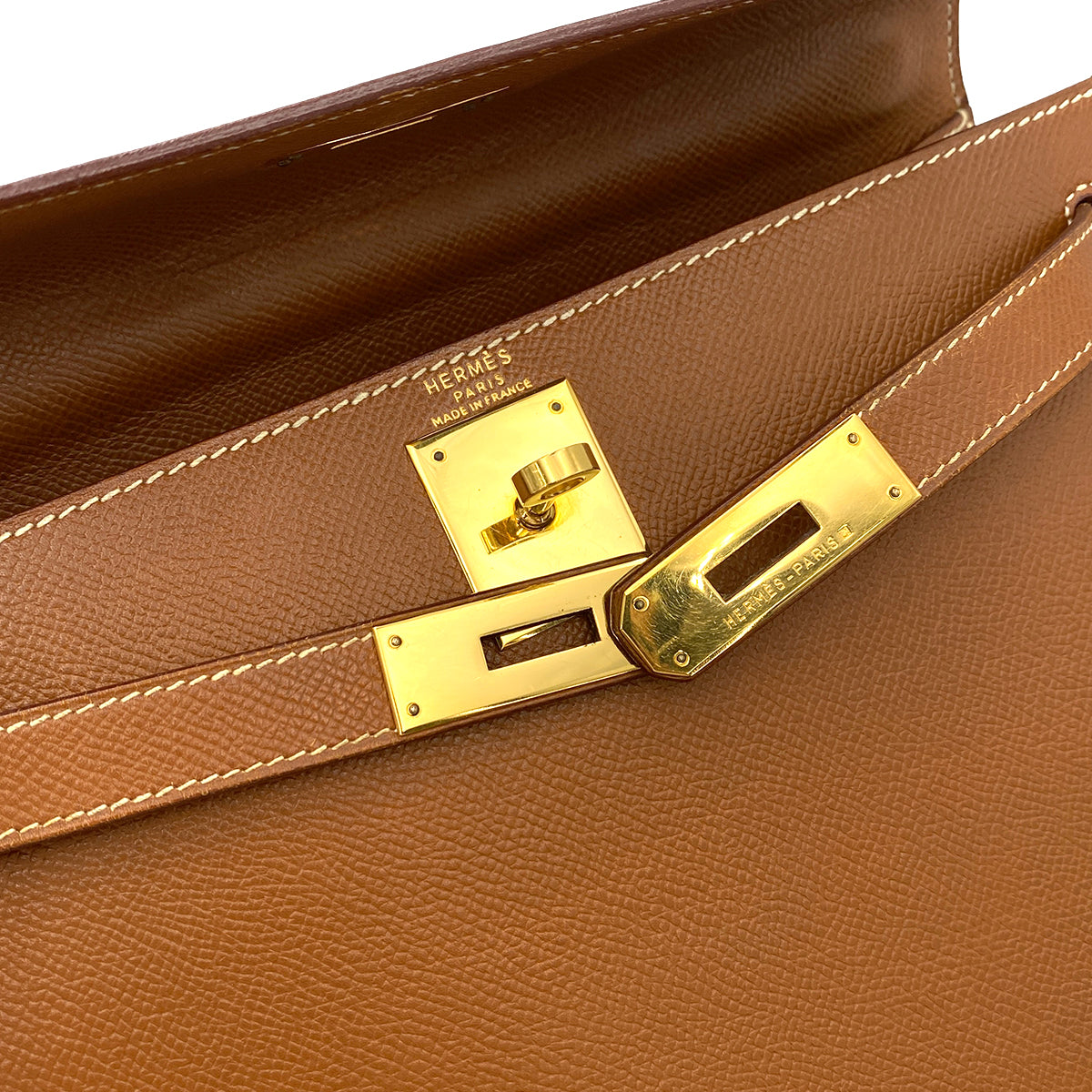 HERMES KELLY 28 SELLIER GOLD COUCHEVEL HAND SHOULDER BAG 〇W 90244747