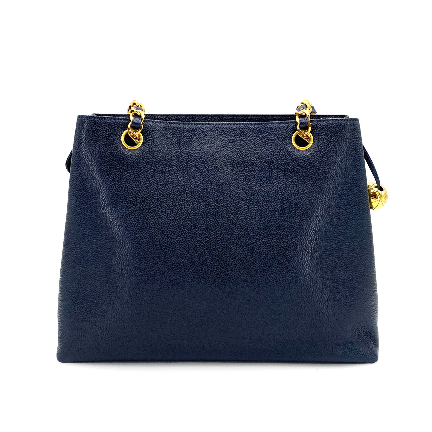 CHANEL VINTAGE CHAIN TOTE BAG NAVY CAVIAR SKIN 90244748