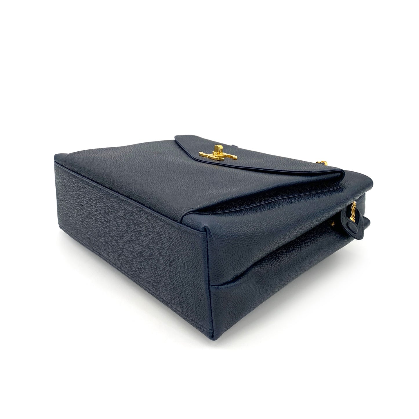 CHANEL VINTAGE CHAIN TOTE BAG NAVY CAVIAR SKIN 90244748