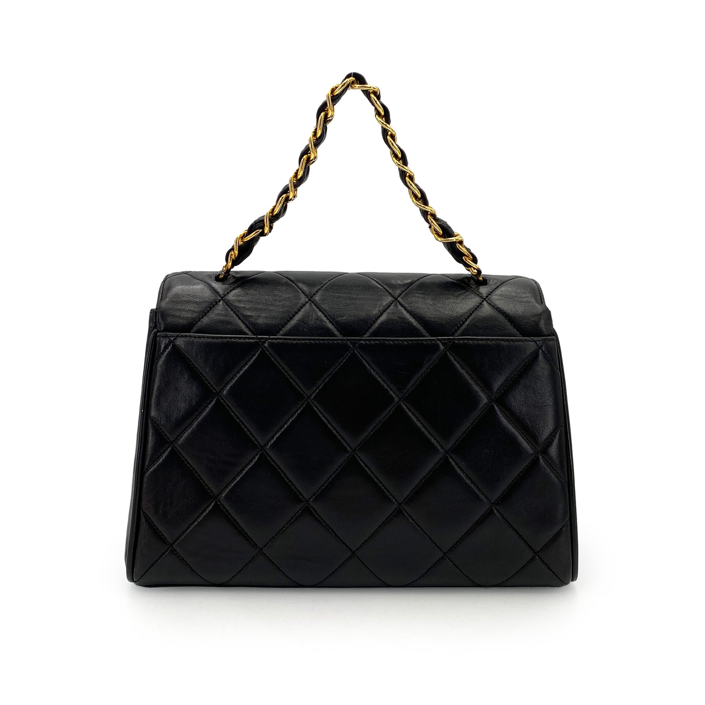 CHANEL VINTAGE MATELASSE CHAIN HAND BAG BLACK LAMB SKIN 90244749