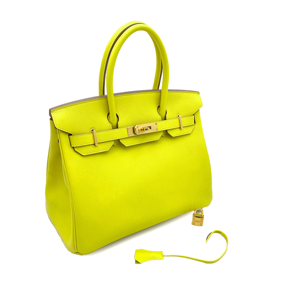 HERMES BIRKIN 30 LIME EPSON HAND BAG Y 90244761