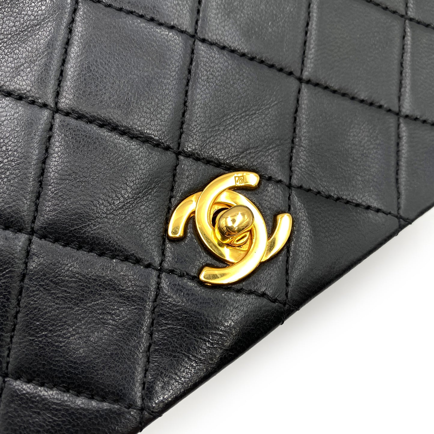 CHANEL VINTAGE MINI FULL FLAP CHAIN SHOULDER BAG BLACK LAMB SKIN 90244765