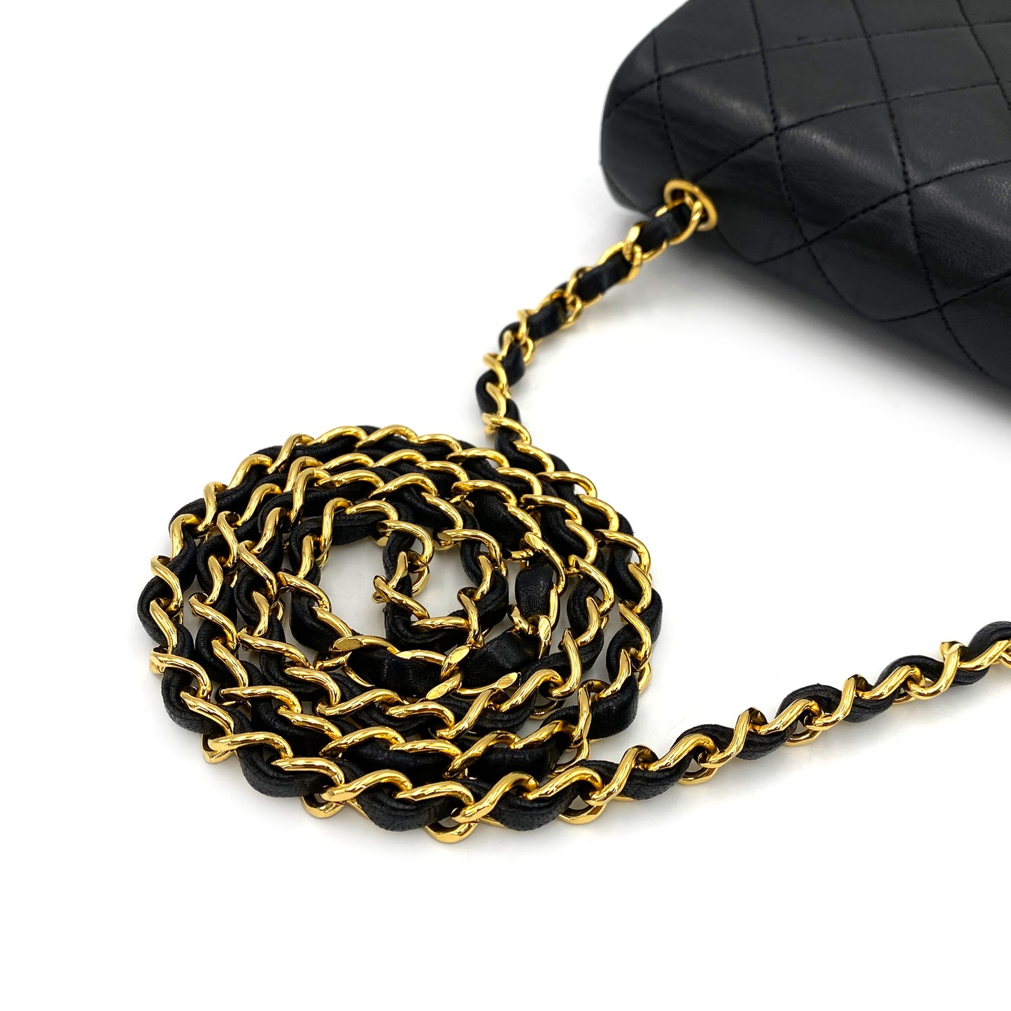 CHANEL VINTAGE MINI FULL FLAP CHAIN SHOULDER BAG BLACK LAMB SKIN 90244765