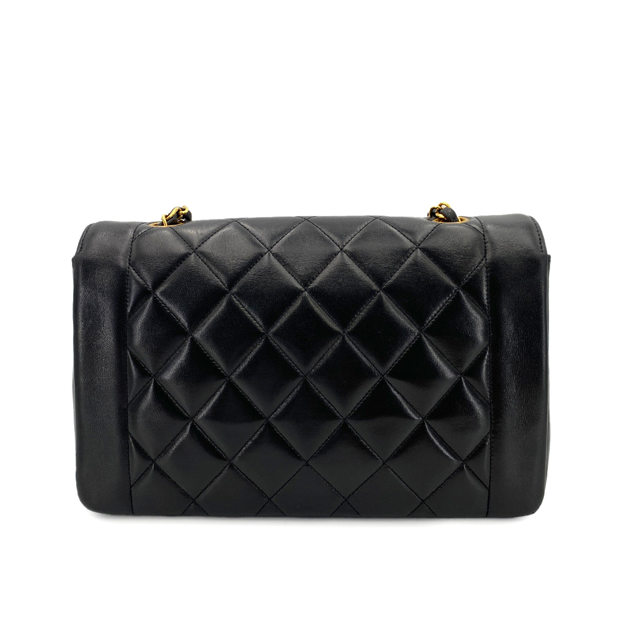 CHANEL VINTAGE DIANA MEDIUM CHAIN SHOULDER BAG BLACK LAMB SKIN 90244812