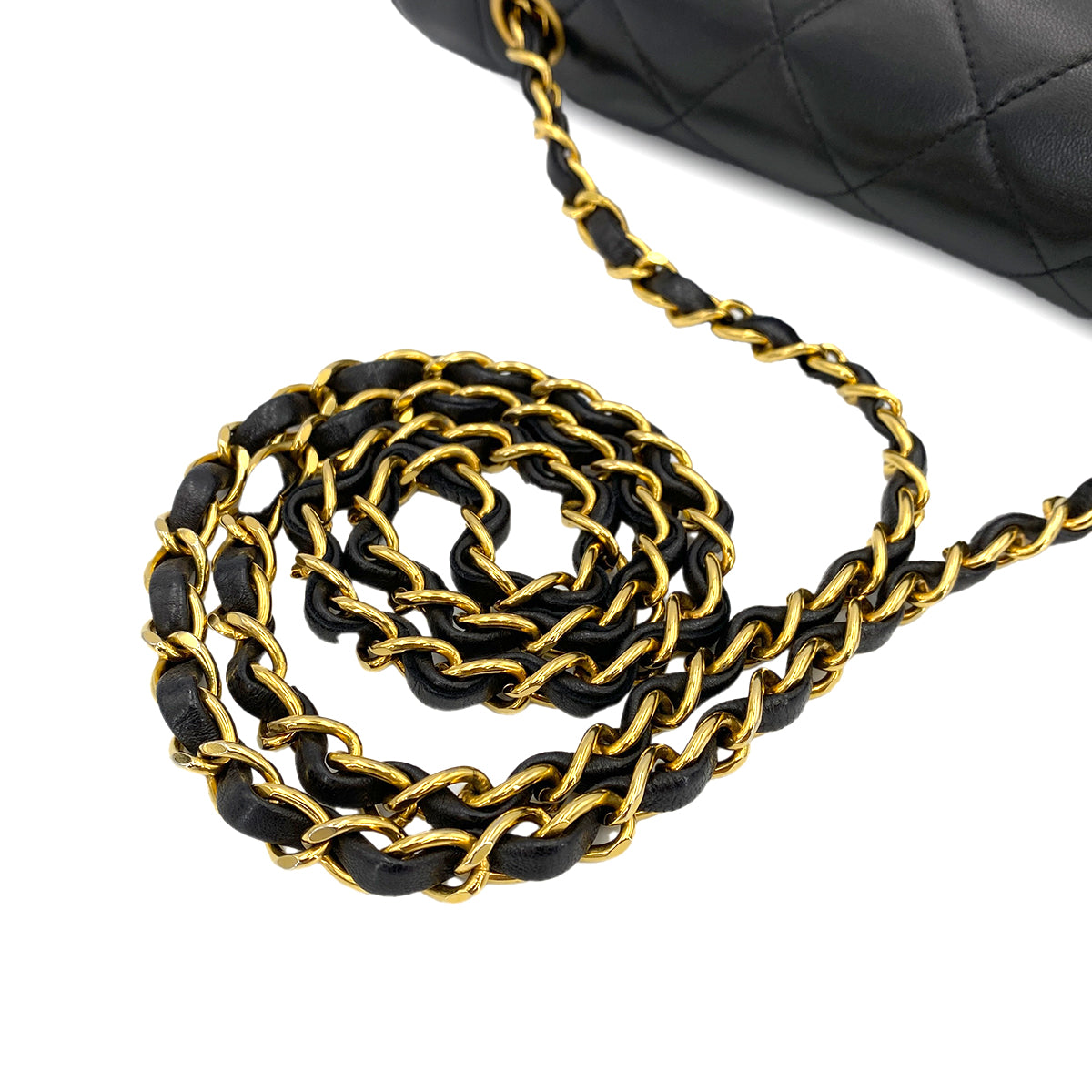 CHANEL VINTAGE DIANA MEDIUM CHAIN SHOULDER BAG BLACK LAMB SKIN 90244812