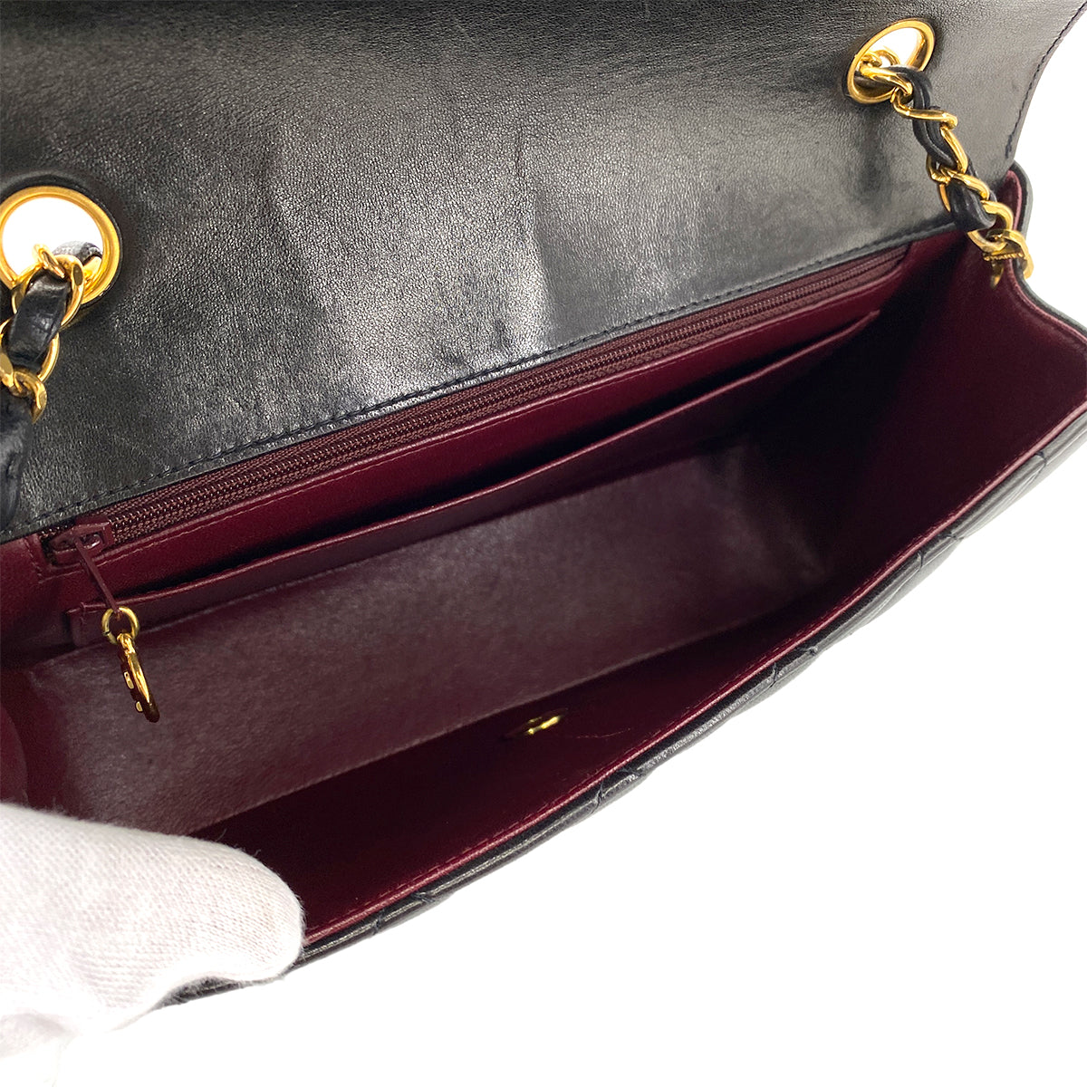 CHANEL VINTAGE DIANA MEDIUM CHAIN SHOULDER BAG BLACK LAMB SKIN 90244812