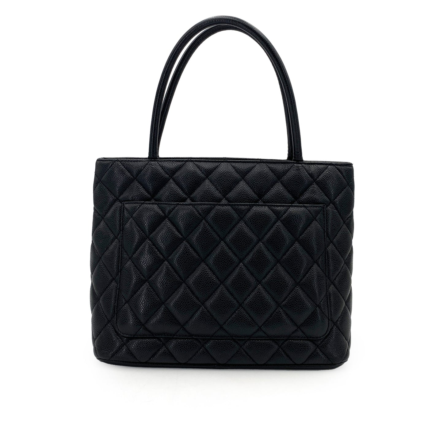 CHANEL VINTAGE MEDALLION TOTE BAG BLACK CAVIAR SKIN 90244813