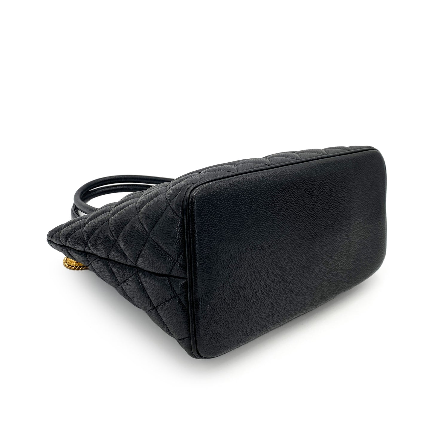 CHANEL VINTAGE MEDALLION TOTE BAG BLACK CAVIAR SKIN 90244813