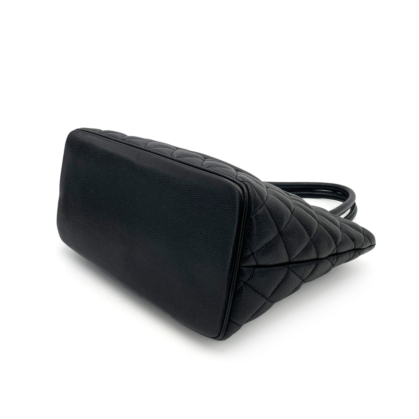 CHANEL VINTAGE MEDALLION TOTE BAG BLACK CAVIAR SKIN 90244813