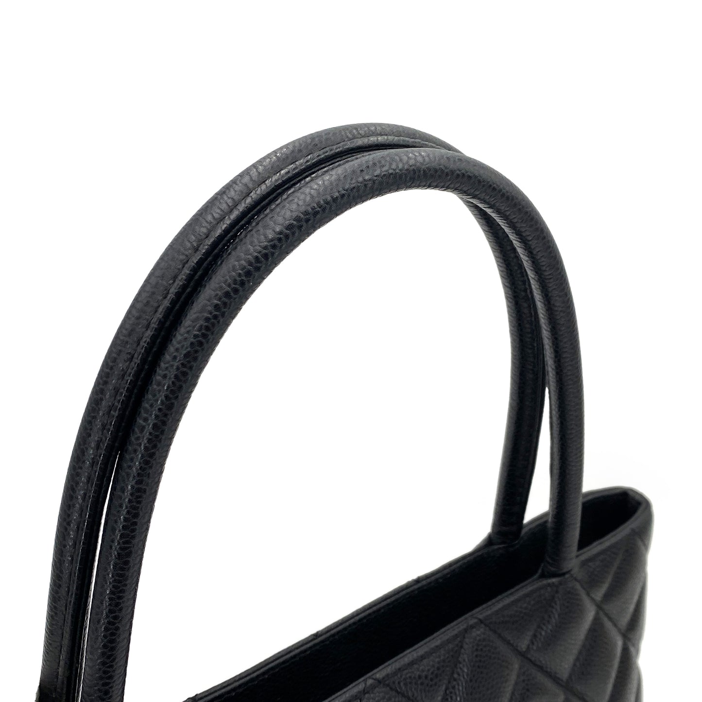 CHANEL VINTAGE MEDALLION TOTE BAG BLACK CAVIAR SKIN 90244813