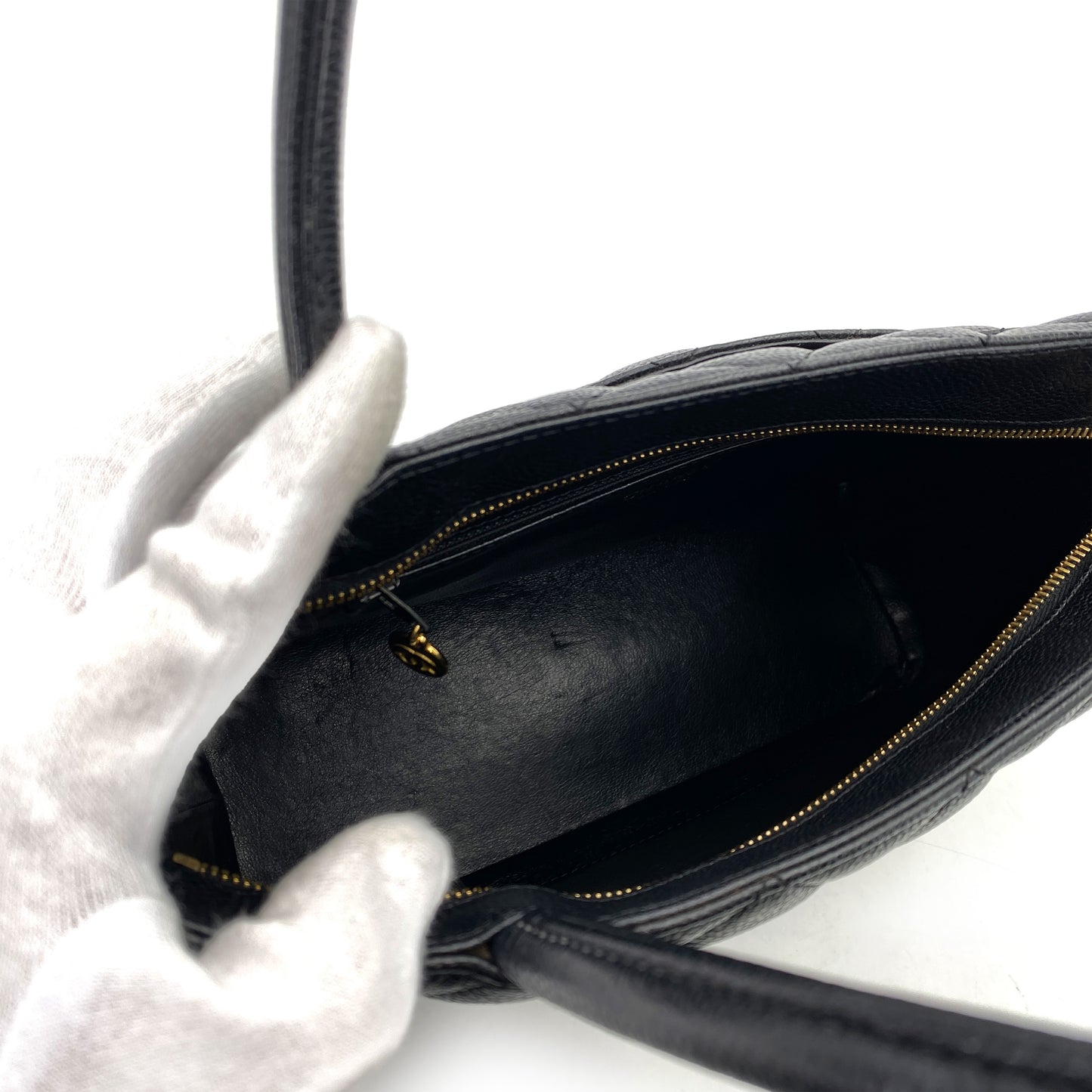 CHANEL VINTAGE MEDALLION TOTE BAG BLACK CAVIAR SKIN 90244813