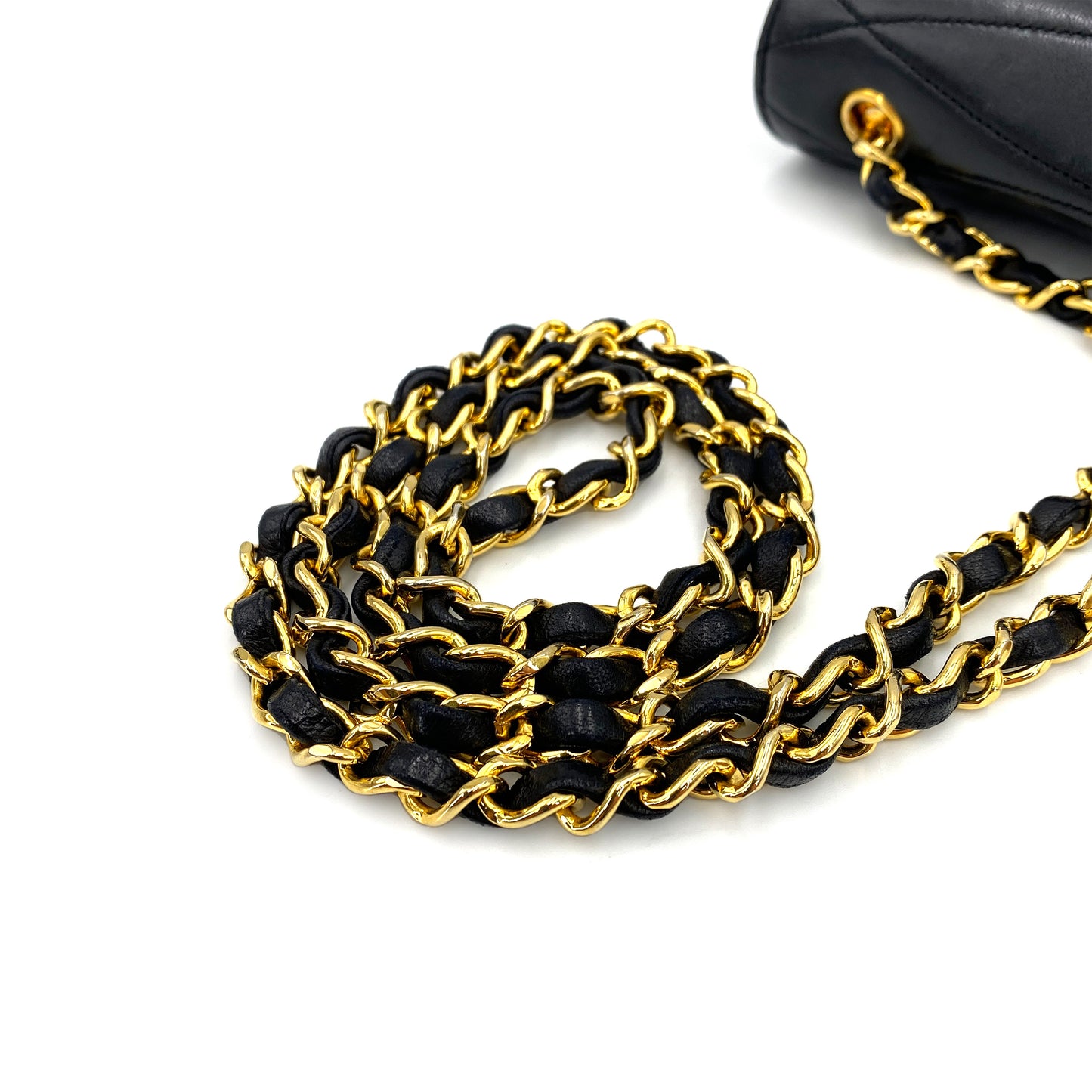 CHANEL VINTAGE TRAPEZOID CHAIN SHOULDER BAG BLACK LAMB SKIN 90244814