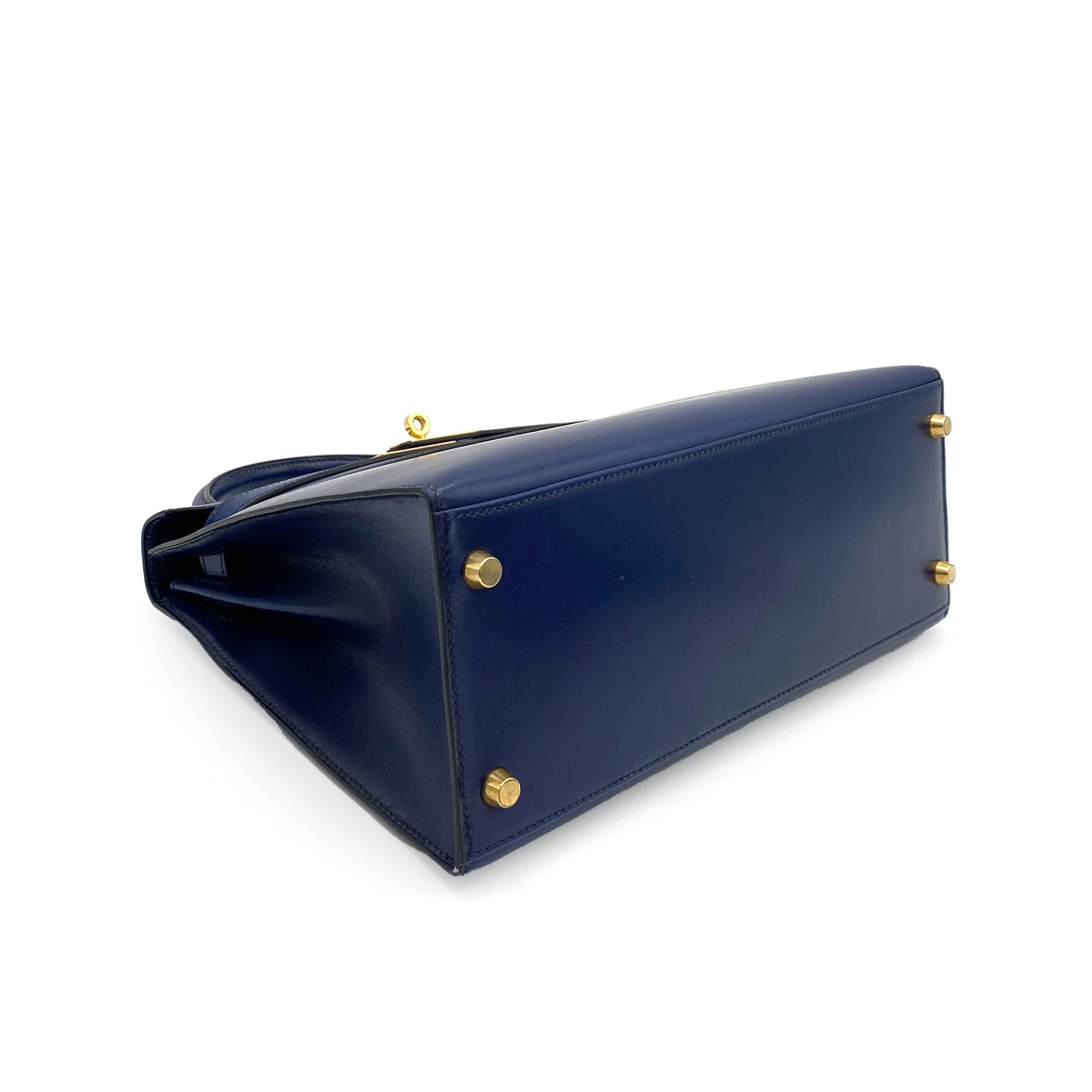 HERMES KELLY 28 SELLIER BLUE ROY BOXCALF HAND SHOULDER BAG 〇Y 90244821