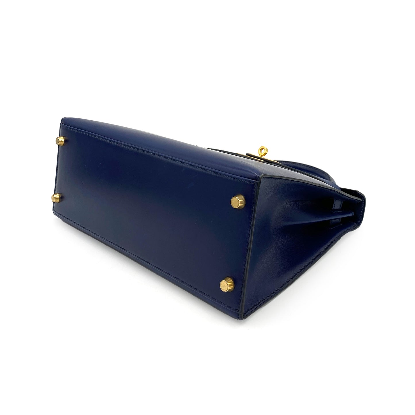 HERMES KELLY 28 SELLIER BLUE ROY BOXCALF HAND SHOULDER BAG 〇Y 90244821