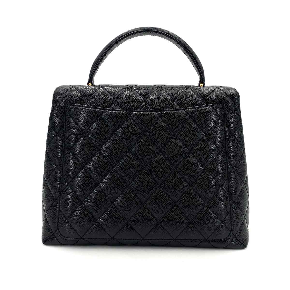 CHANEL VINTAGE MATELASSE HAND BAG BLACK CAVIAR SKIN 90245018