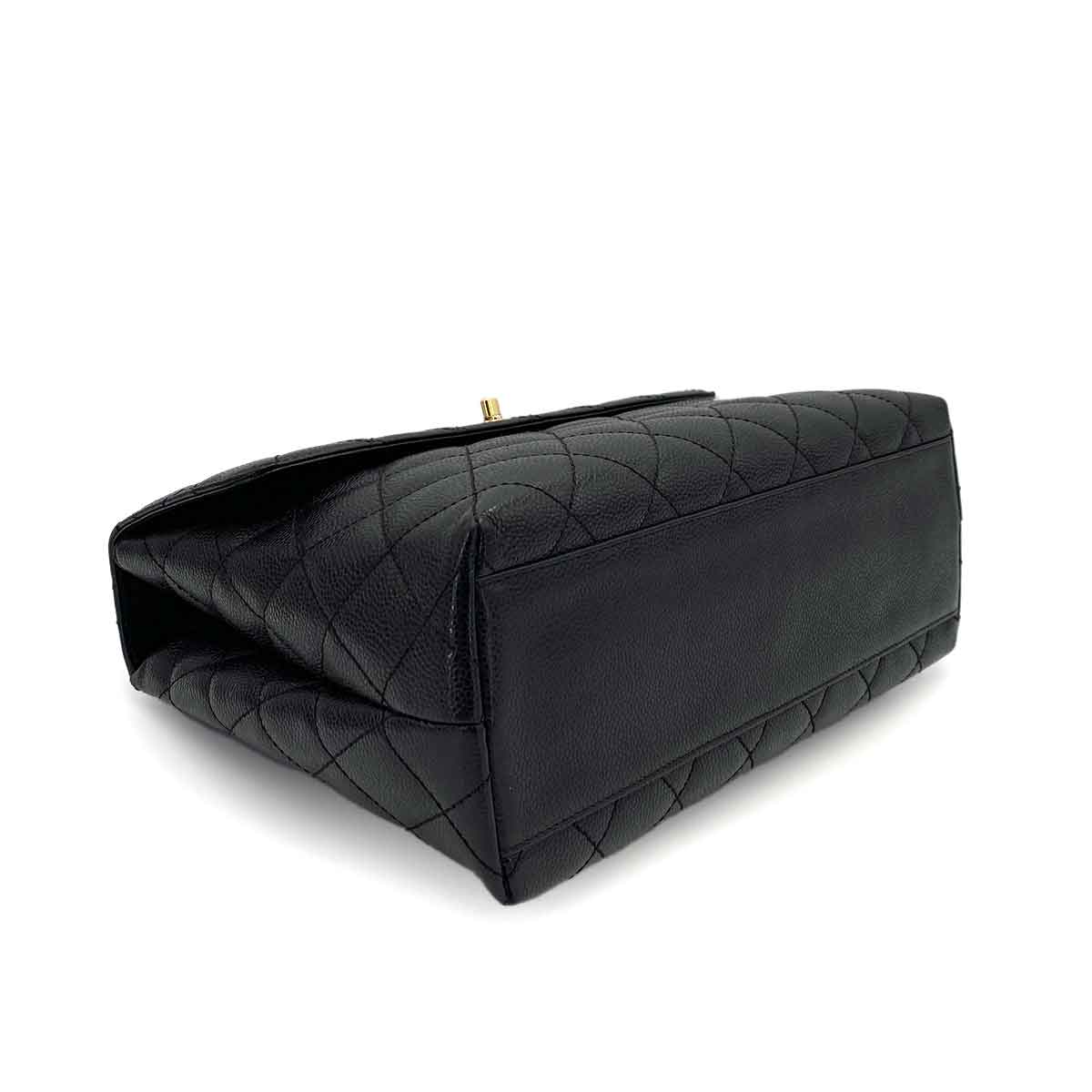 CHANEL VINTAGE MATELASSE HAND BAG BLACK CAVIAR SKIN 90245018