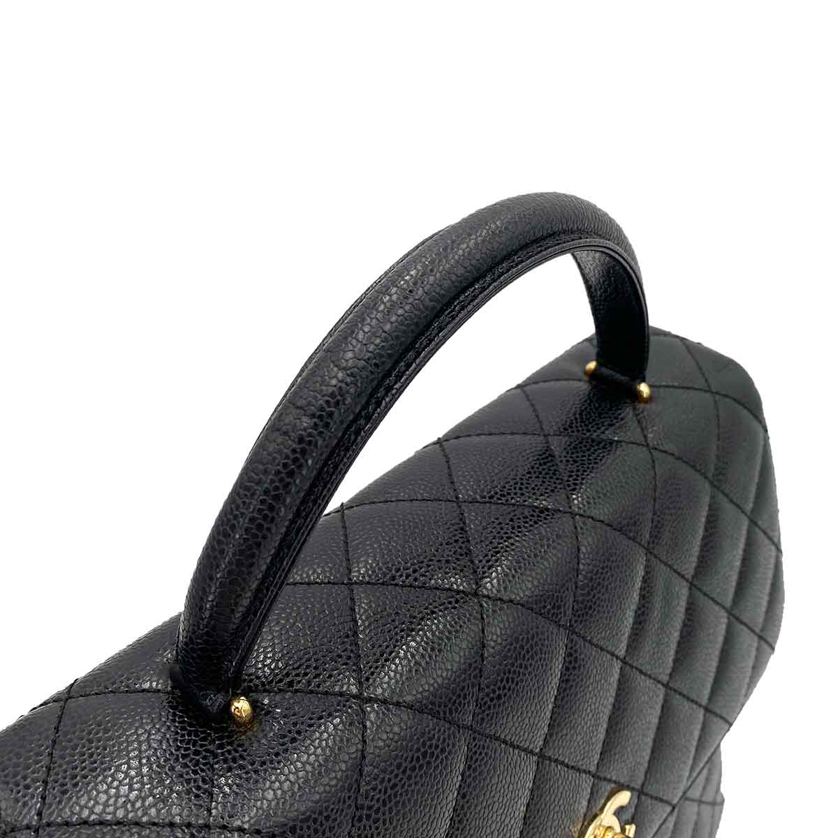 CHANEL VINTAGE MATELASSE HAND BAG BLACK CAVIAR SKIN 90245018
