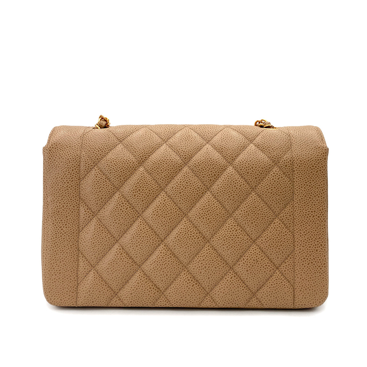 CHANEL VINTAGE DIANA MEDIUM CHAIN SHOULDER BAG BEIGE CAVIAR SKIN 90245035