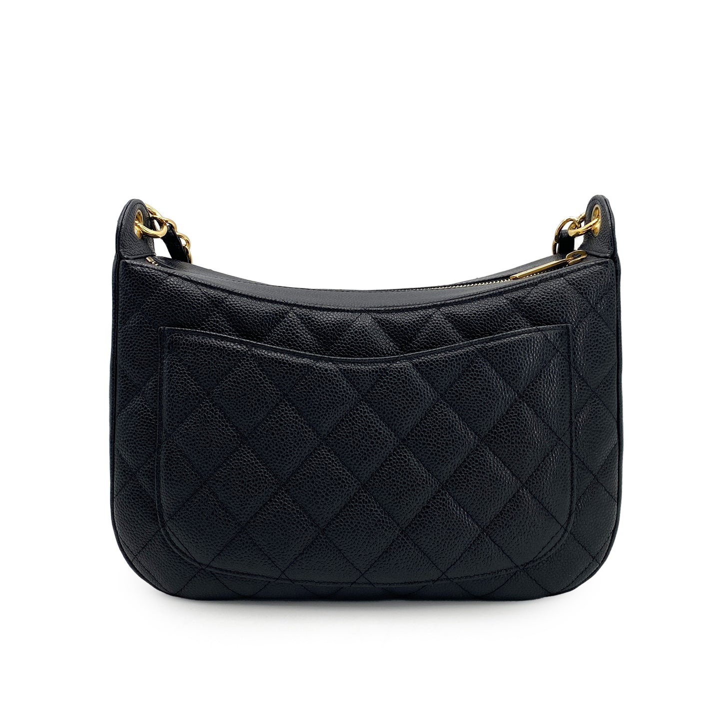 CHANEL VINTAGE HALF MOON ONE SHOULDER BAG BLACK CAVIAR SKIN 90245036
