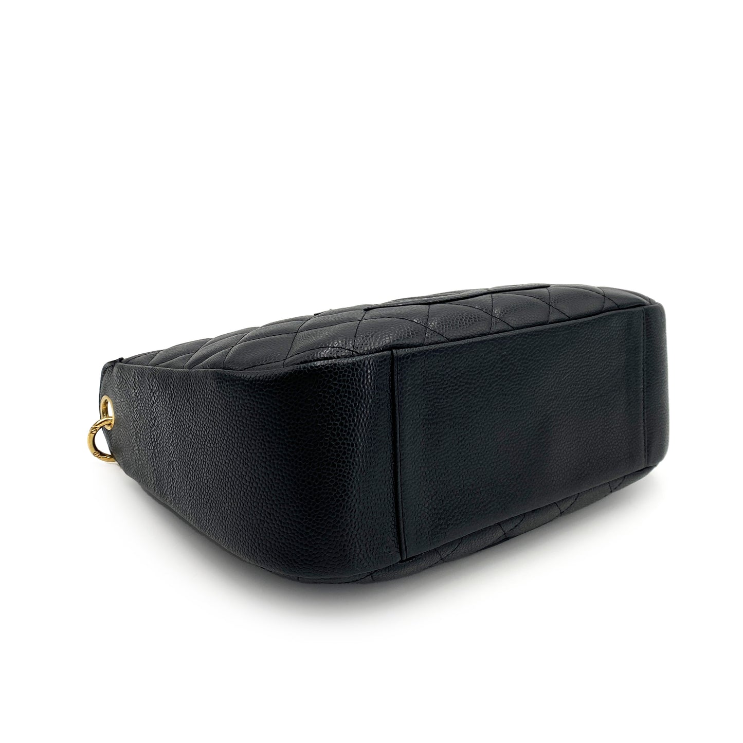 CHANEL VINTAGE HALF MOON ONE SHOULDER BAG BLACK CAVIAR SKIN 90245036