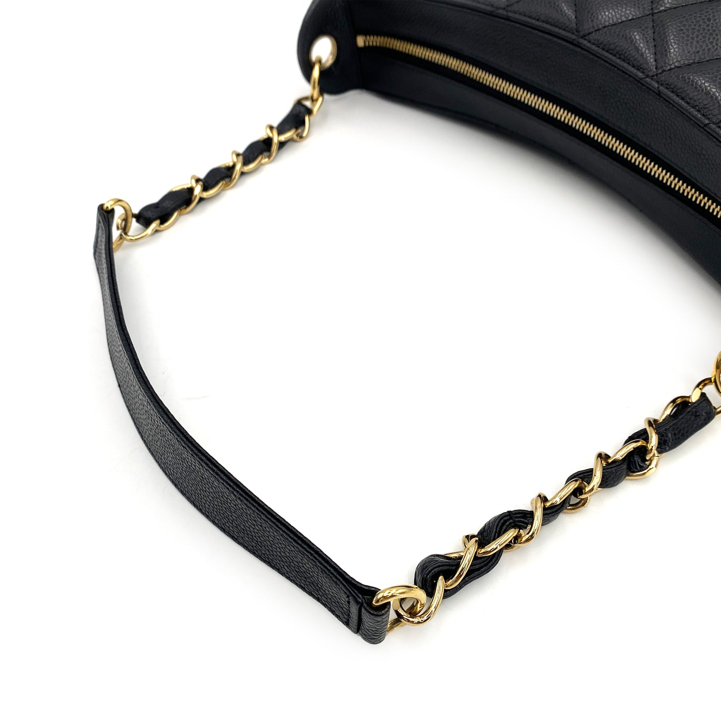 CHANEL VINTAGE HALF MOON ONE SHOULDER BAG BLACK CAVIAR SKIN 90245036